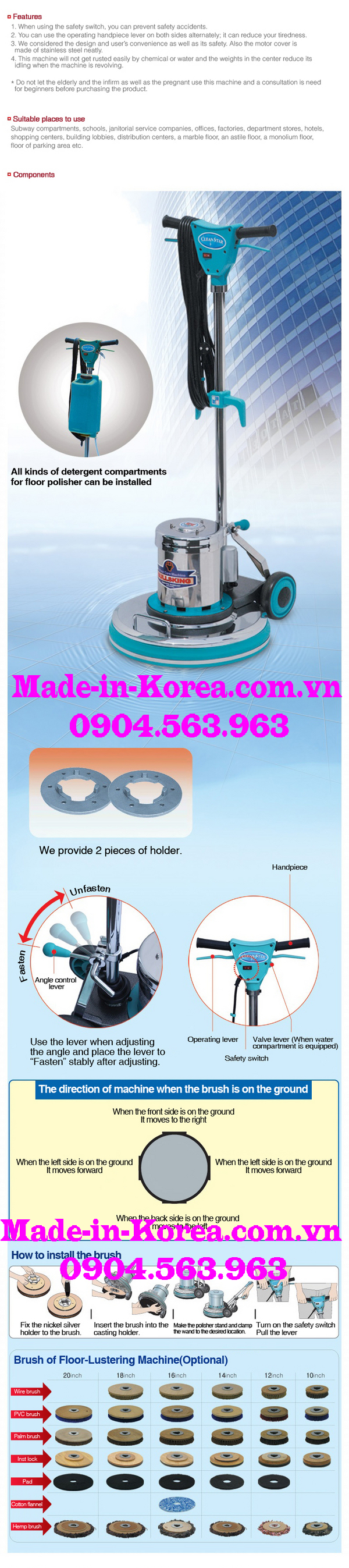 Máy đánh bóng sàn công nghiệp chuyên dụng Hàn Quốc CS-18